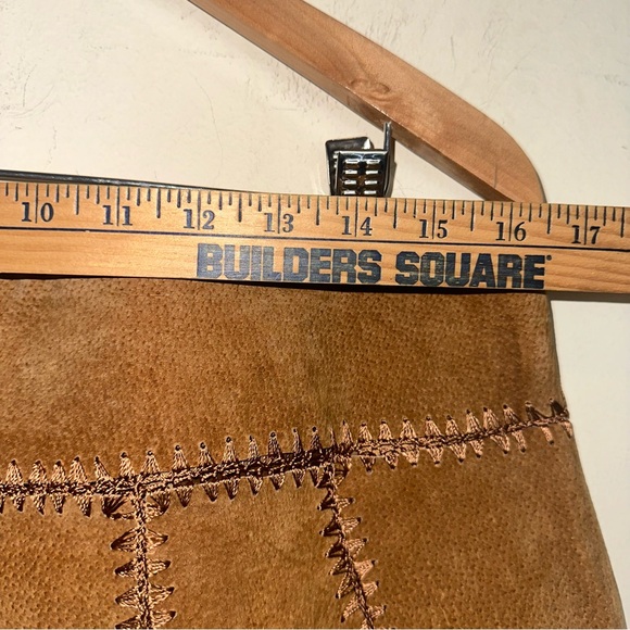 Vintage Neutral Zone Womens XL Brown Leather Mini Skirt Western Cowgirl Hippie - Picture 7 of 8